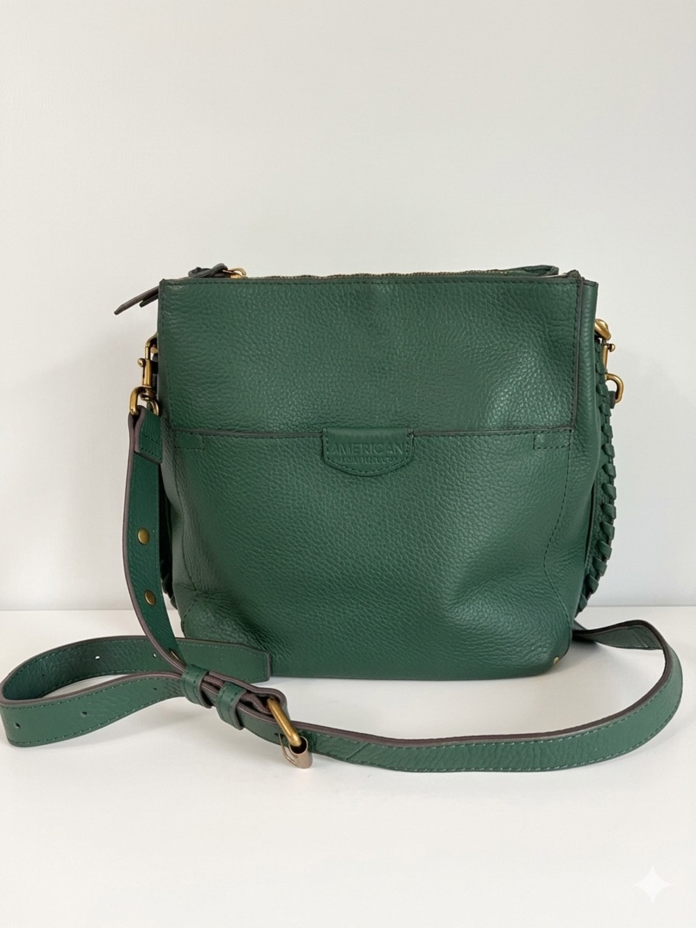 American Leather Company Green Leather Crossbody Bag